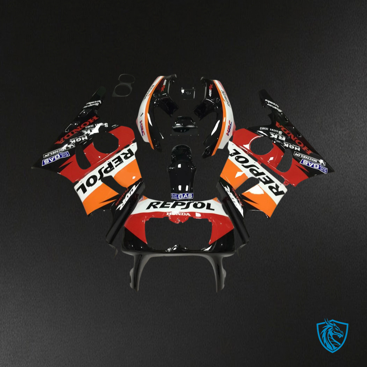 Honda CBR400RR NC23 (1987-1989) Orange & Red Repjol Fairing Kit