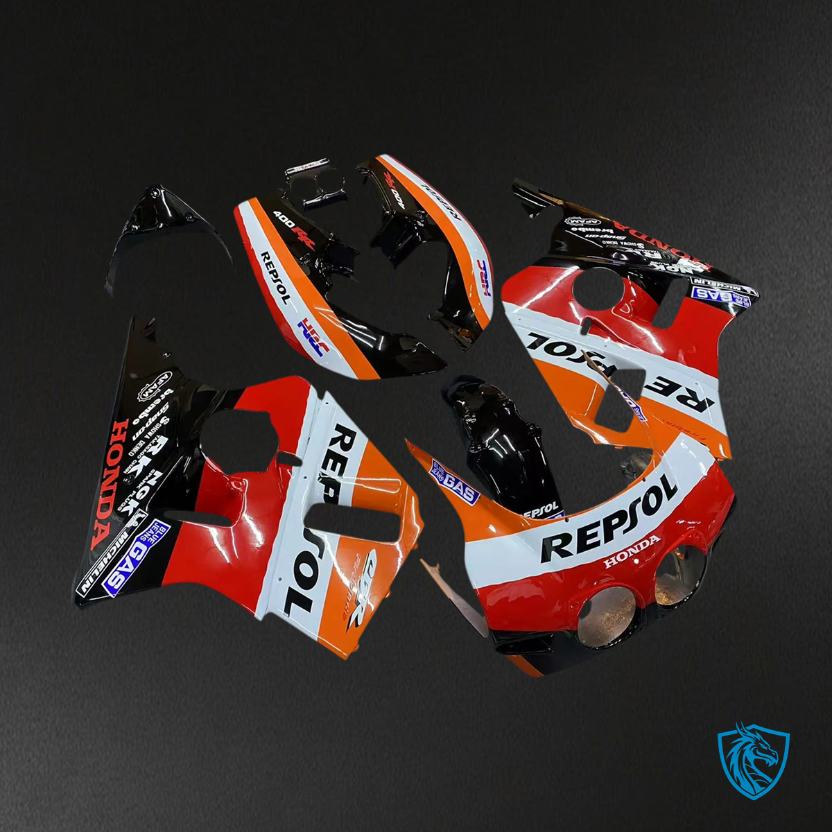 Honda CBR400RR NC23 (1987-1989) Orange & Red Repsol - Fairing Kit
