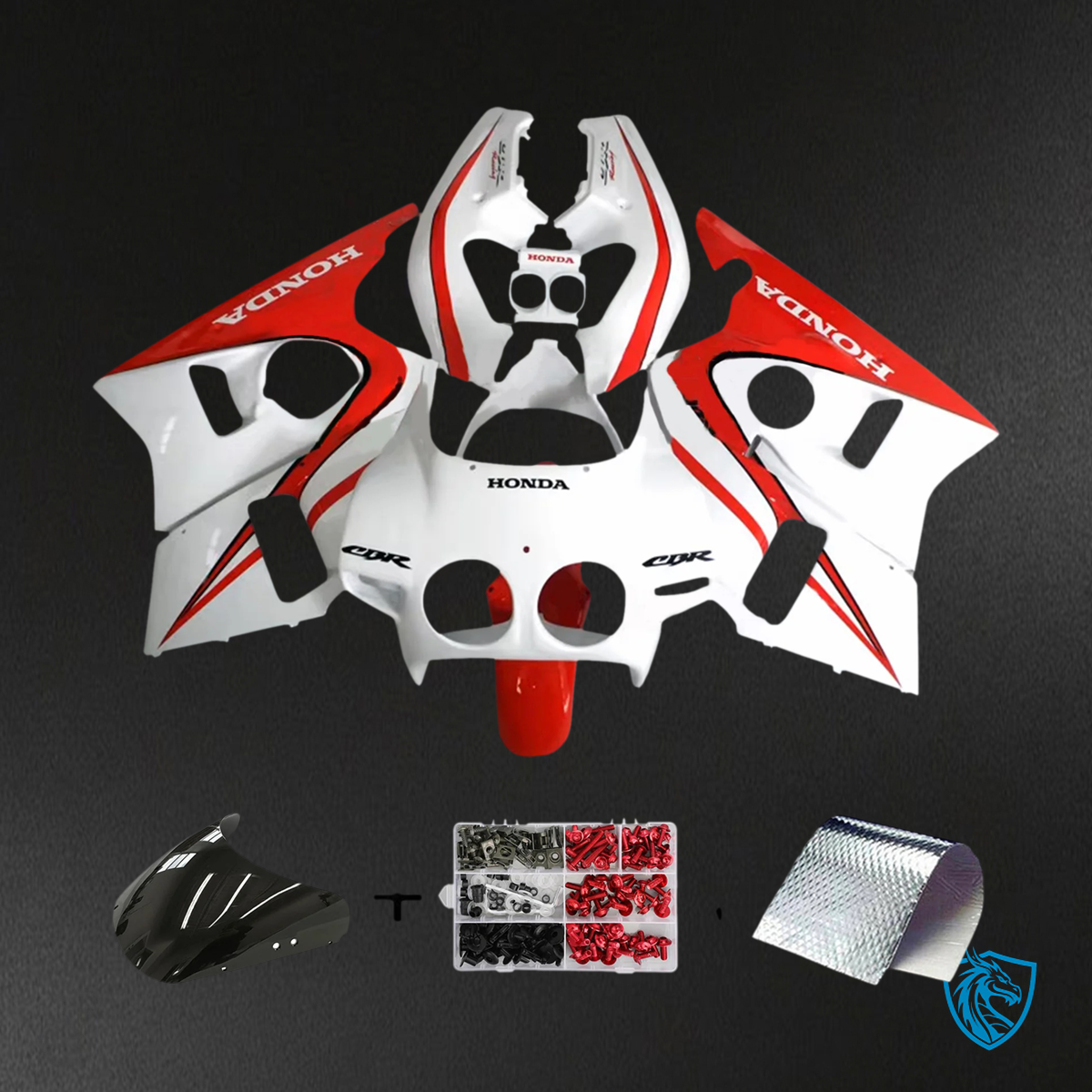 Honda CBR400RR NC23 (1987-1989) White & Red Fairing Kit