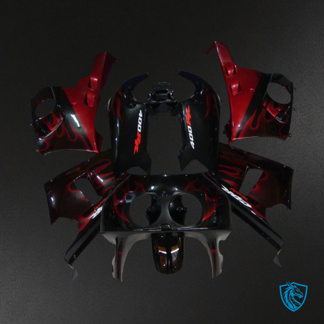 Honda CBR400RR NC29 (1990-1999) Black & Red - Fairing Kit