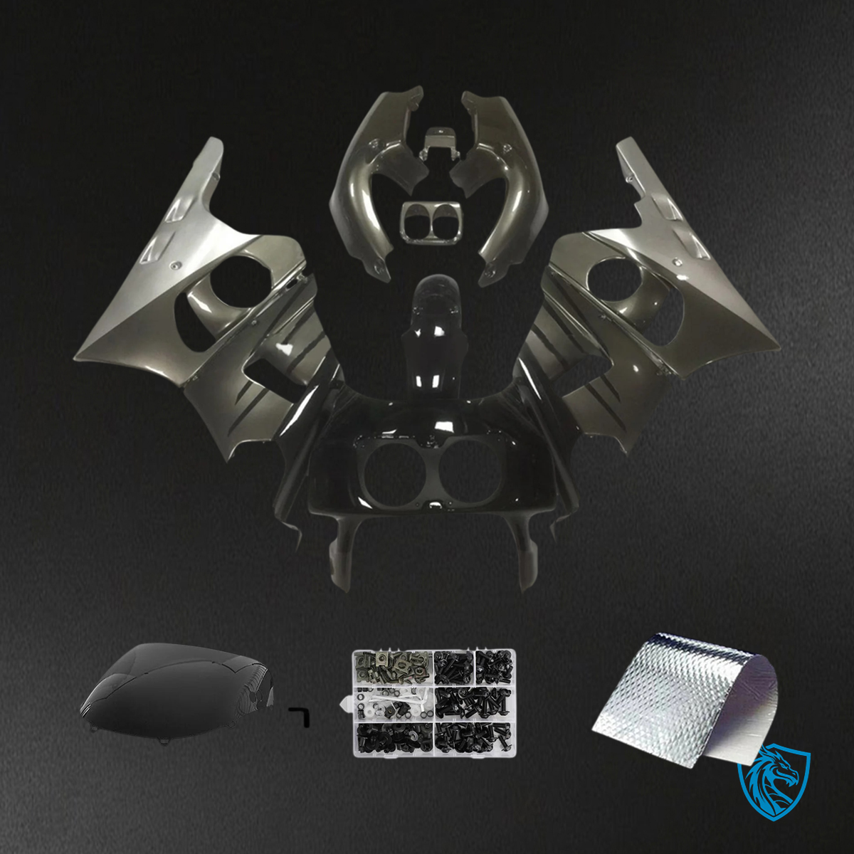 Honda CBR400RR NC29 (1990-1999) Gray & Black - Fairing Kit