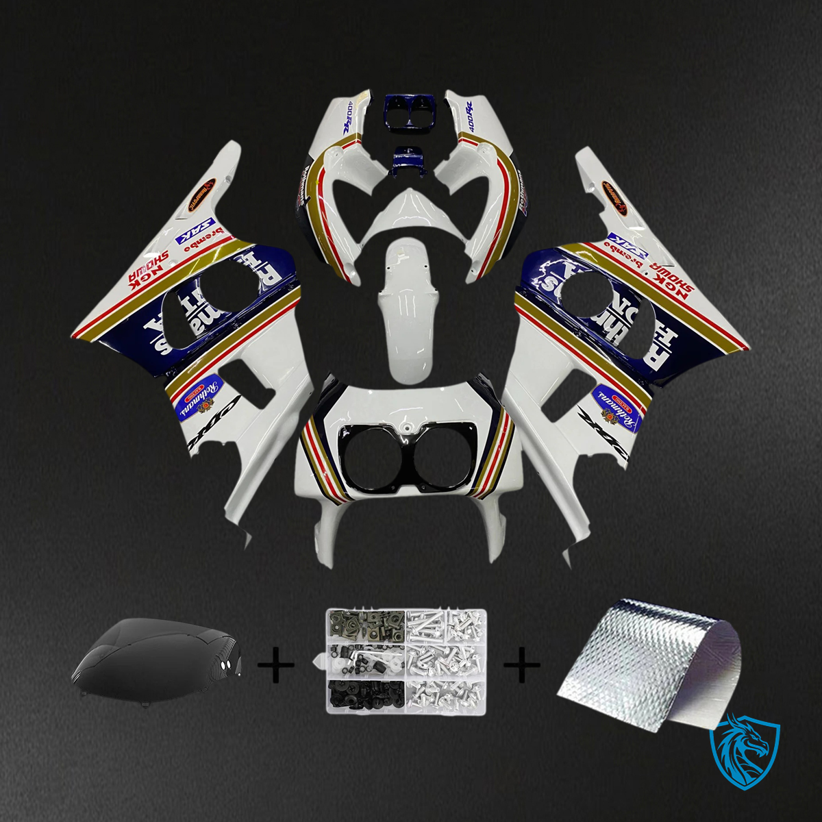 Honda CBR400RR NC29 (1990-1999) Yellow & Blue Stripe - Fairing Kit