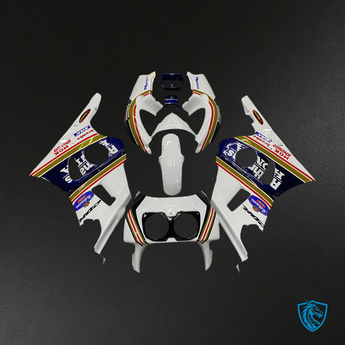 Honda CBR400RR NC29 (1990-1999) Yellow & Blue Stripe - Fairing Kit