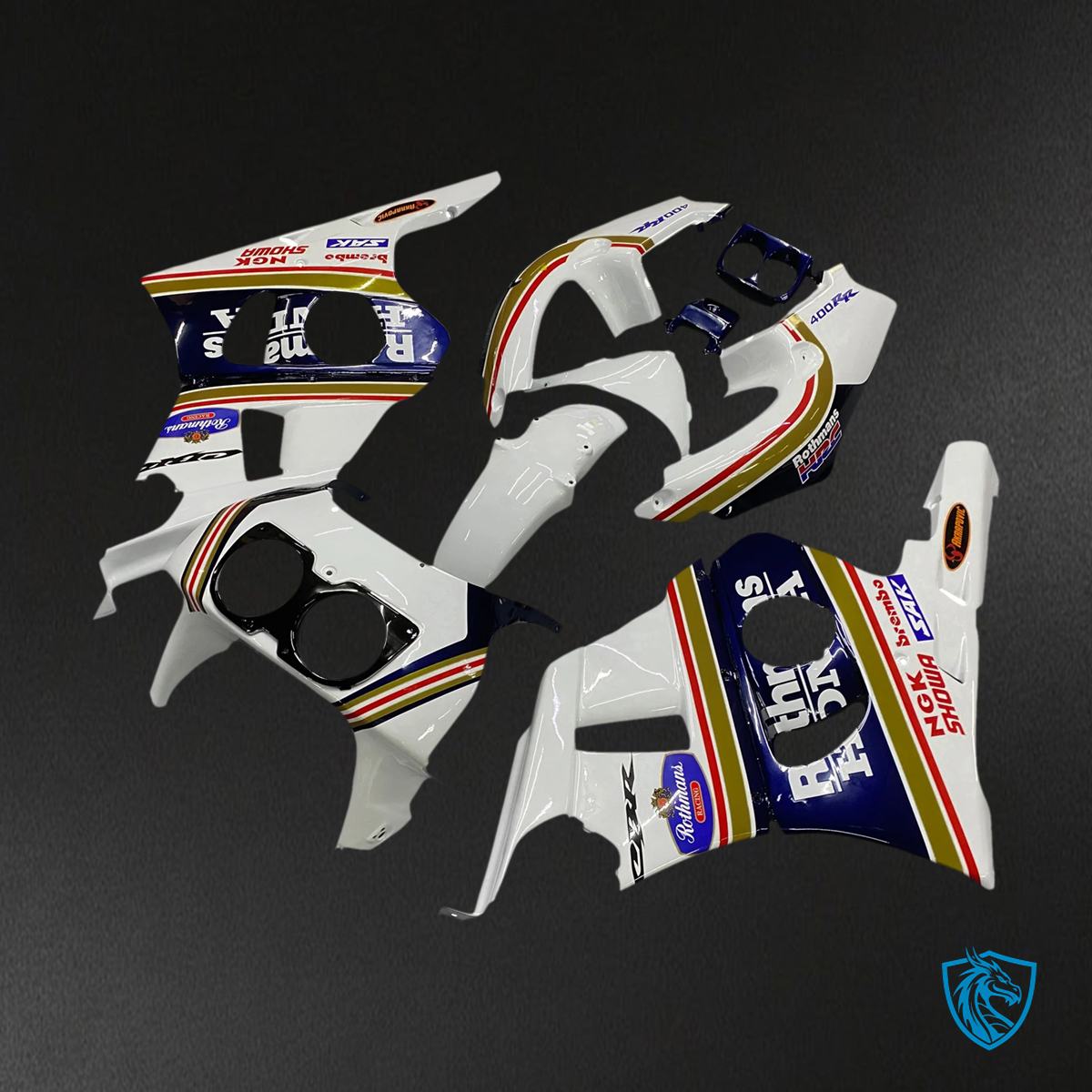 Honda CBR400RR NC29 (1990-1999) Yellow & Blue Stripe - Fairing Kit