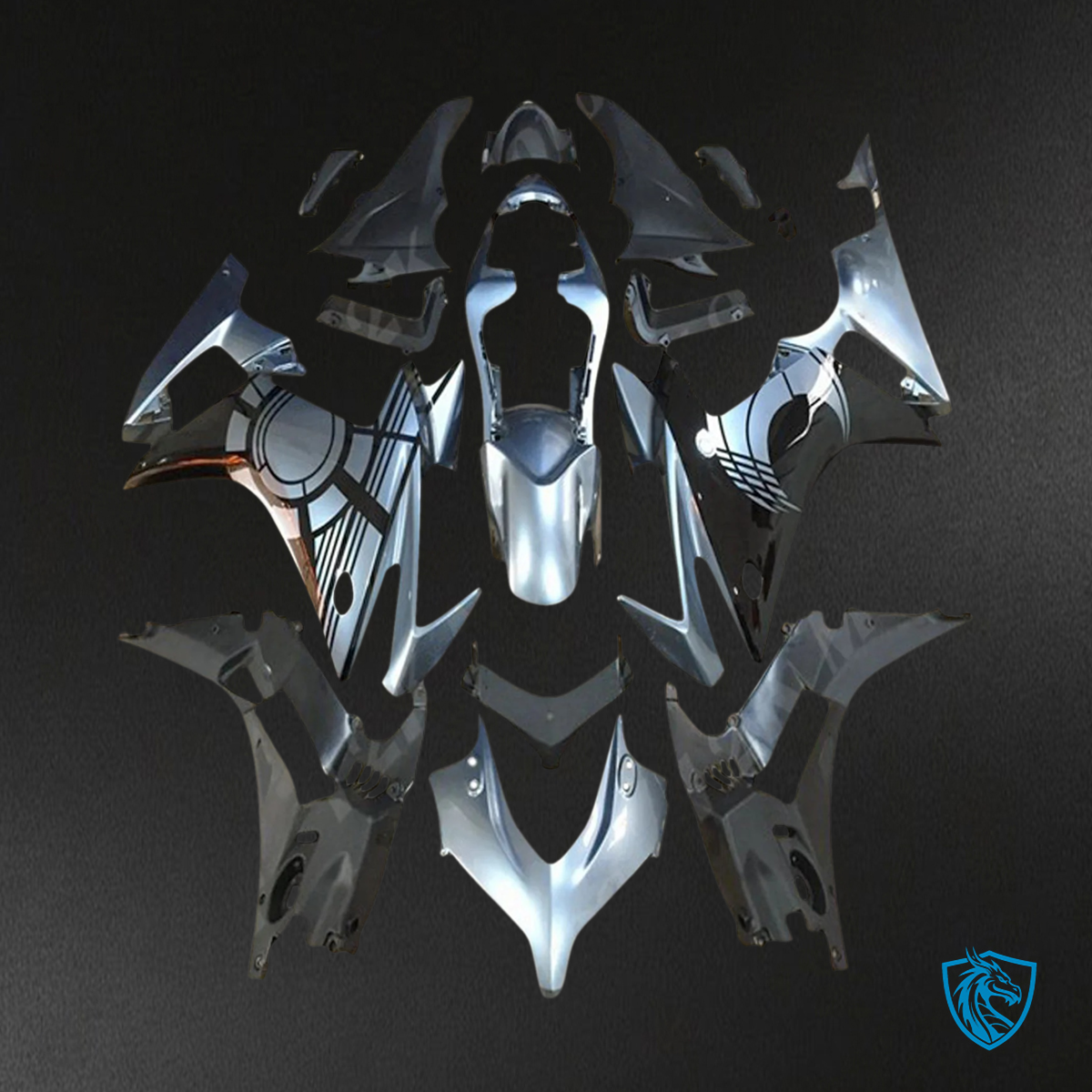 Honda CBR500R (2013-2015) Black & Sliver - Fairing Kit