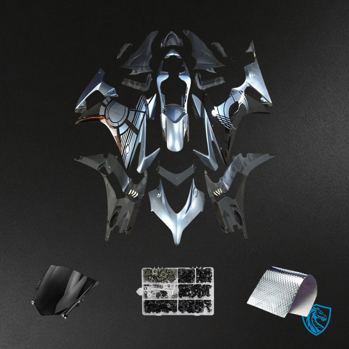 Honda CBR500R (2013-2015) Black & Sliver - Fairing Kit