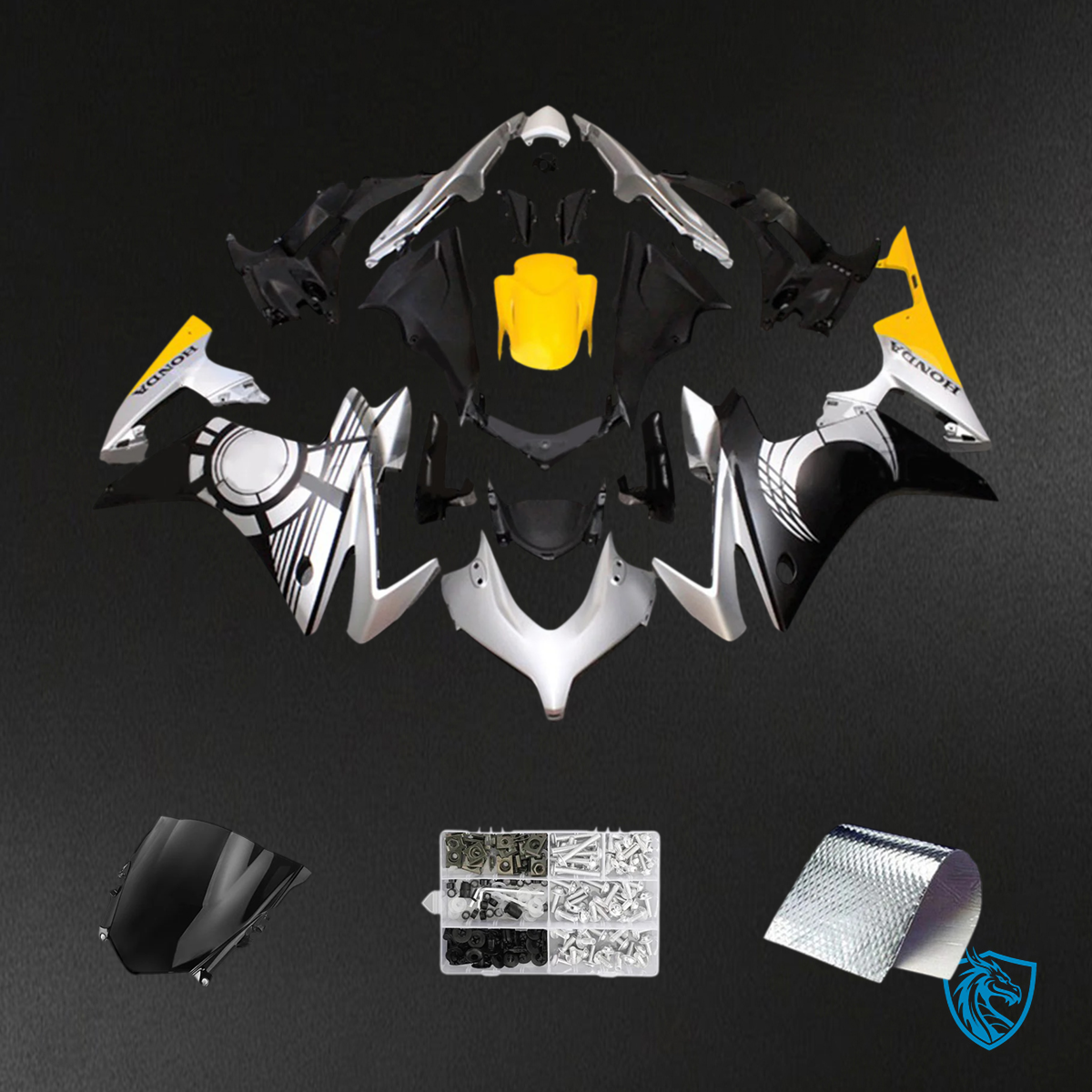 Honda CBR500R (2013-2015) Gray & Yellow - Fairing Kit