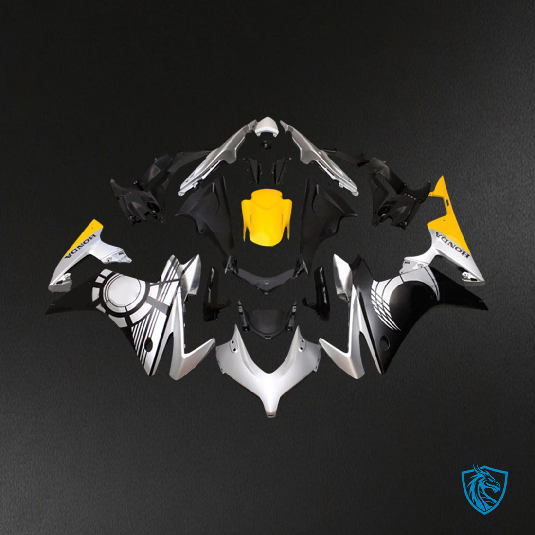 Honda CBR500R (2013-2015) Gray & Yellow - Fairing Kit