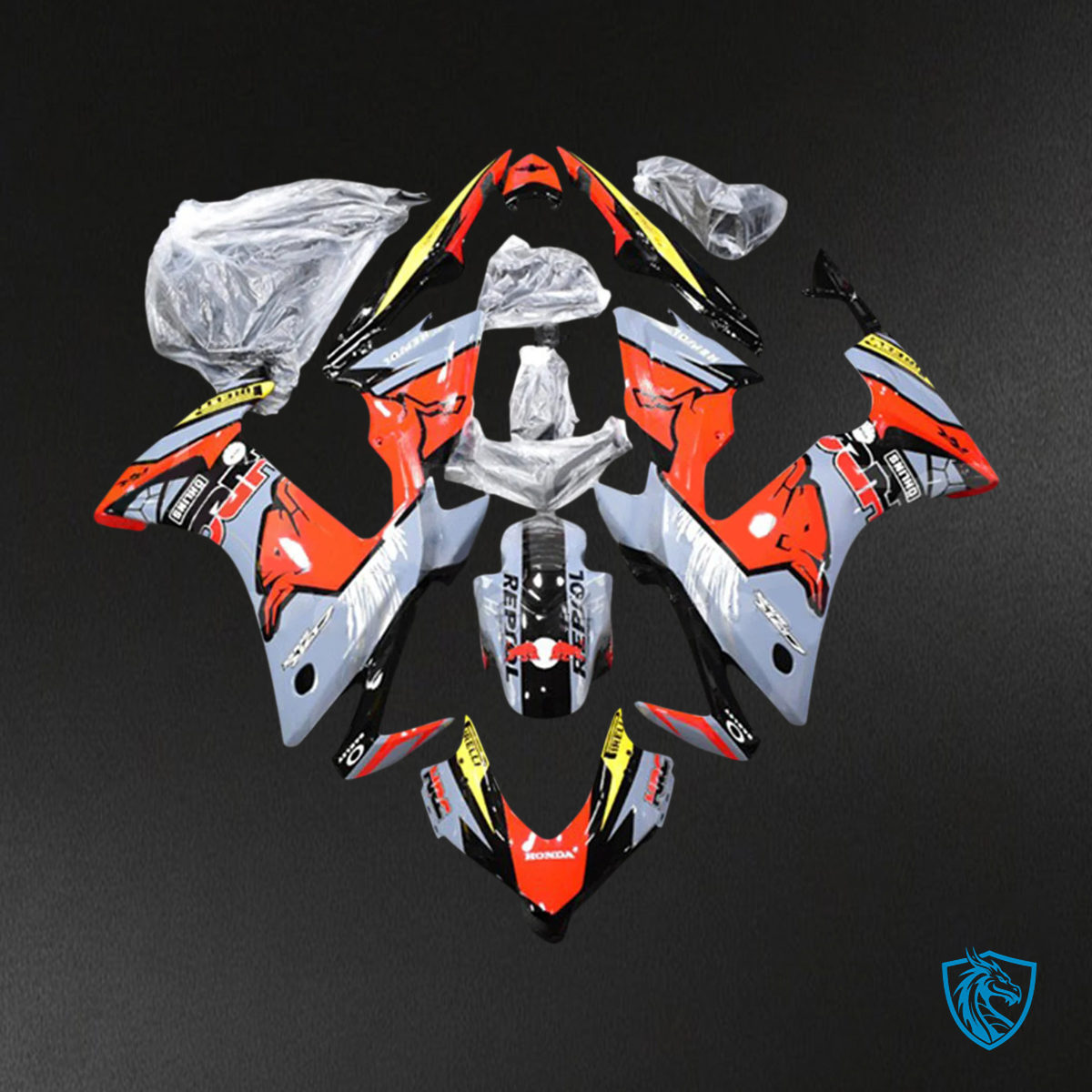 Honda CBR500R (2013-2015) Red & Gray Style 2 - Fairing Kit