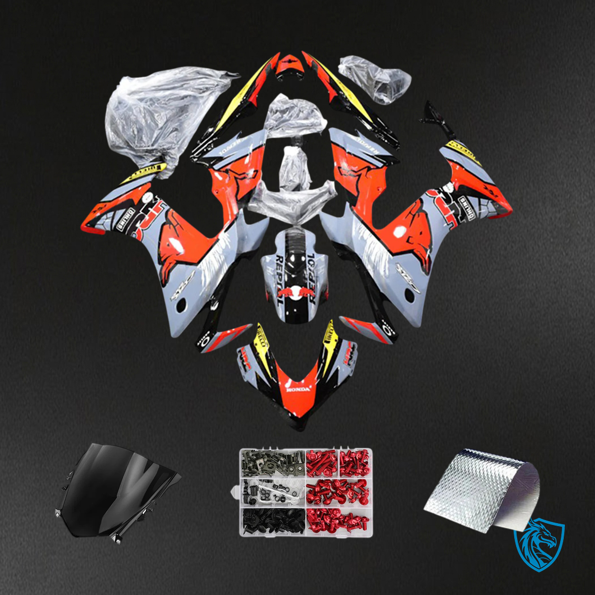 Honda CBR500R (2013-2015) Red & Gray Style 2 - Fairing Kit