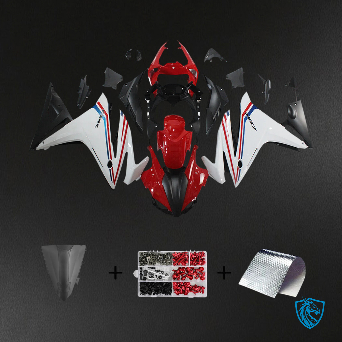 Honda CBR500R (2016-2018) Black Red & White - Fairing Kit