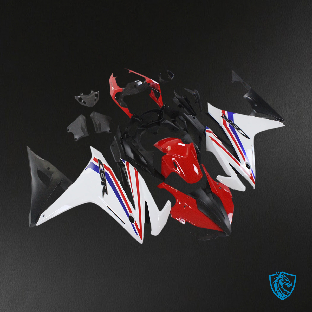 Honda CBR500R (2016-2018) White & Red - Fairing Kit