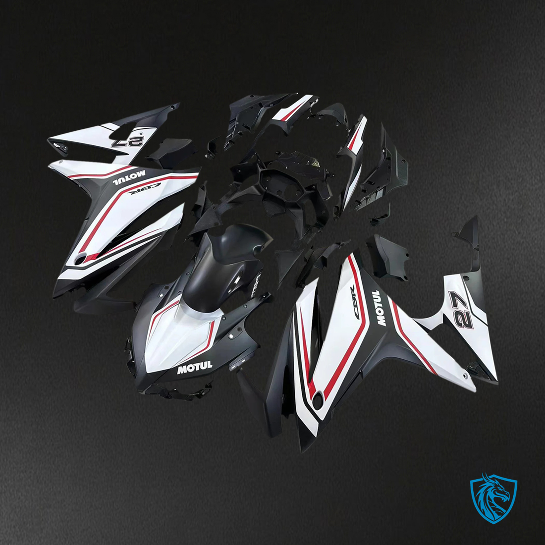 Honda CBR500R (2016-2018) White & Red Stripe - Fairing Kit