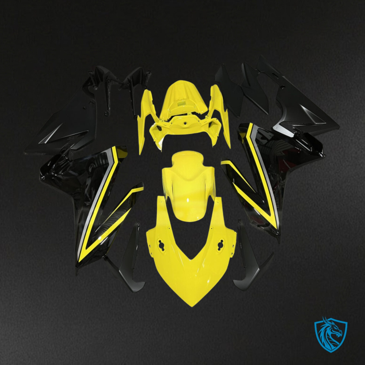 Honda CBR500R (2019-2021) Gloss Black & Yellow - MERGEment Motorcycle Fairings Kit