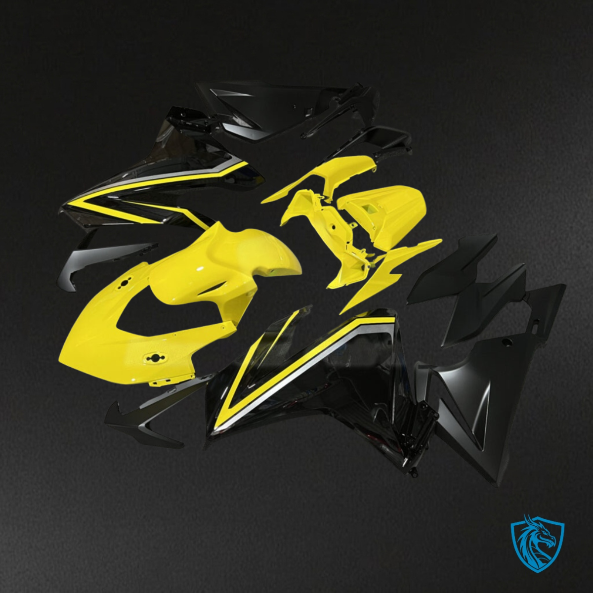Honda CBR500R (2019-2021) Gloss Black & Yellow - MERGEment Motorcycle Fairings Kit