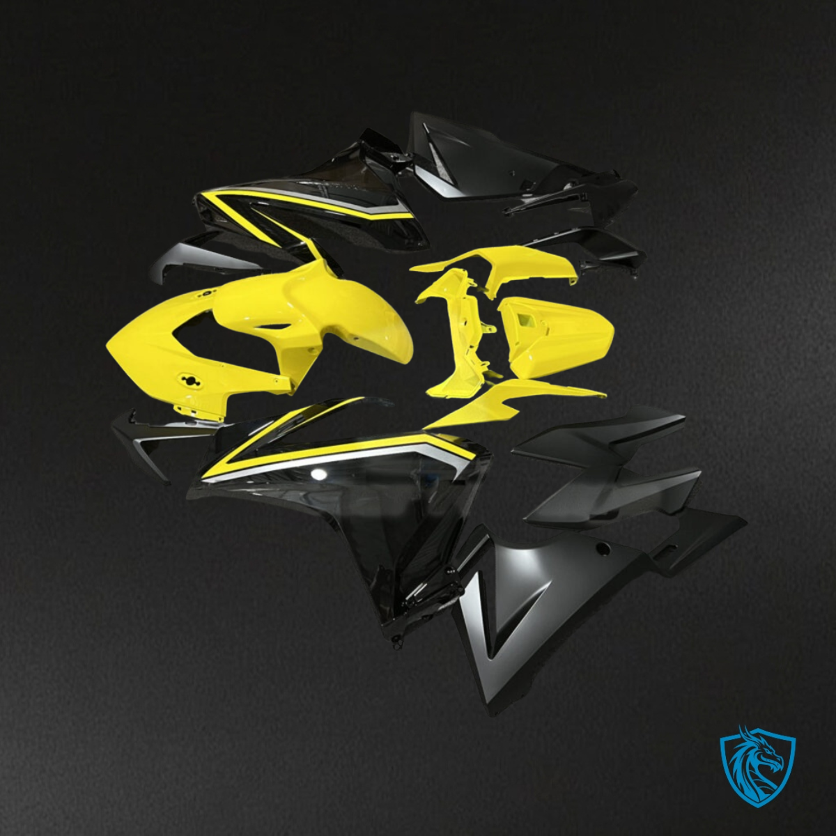 Honda CBR500R (2019-2021) Gloss Black & Yellow - MERGEment Motorcycle Fairings Kit