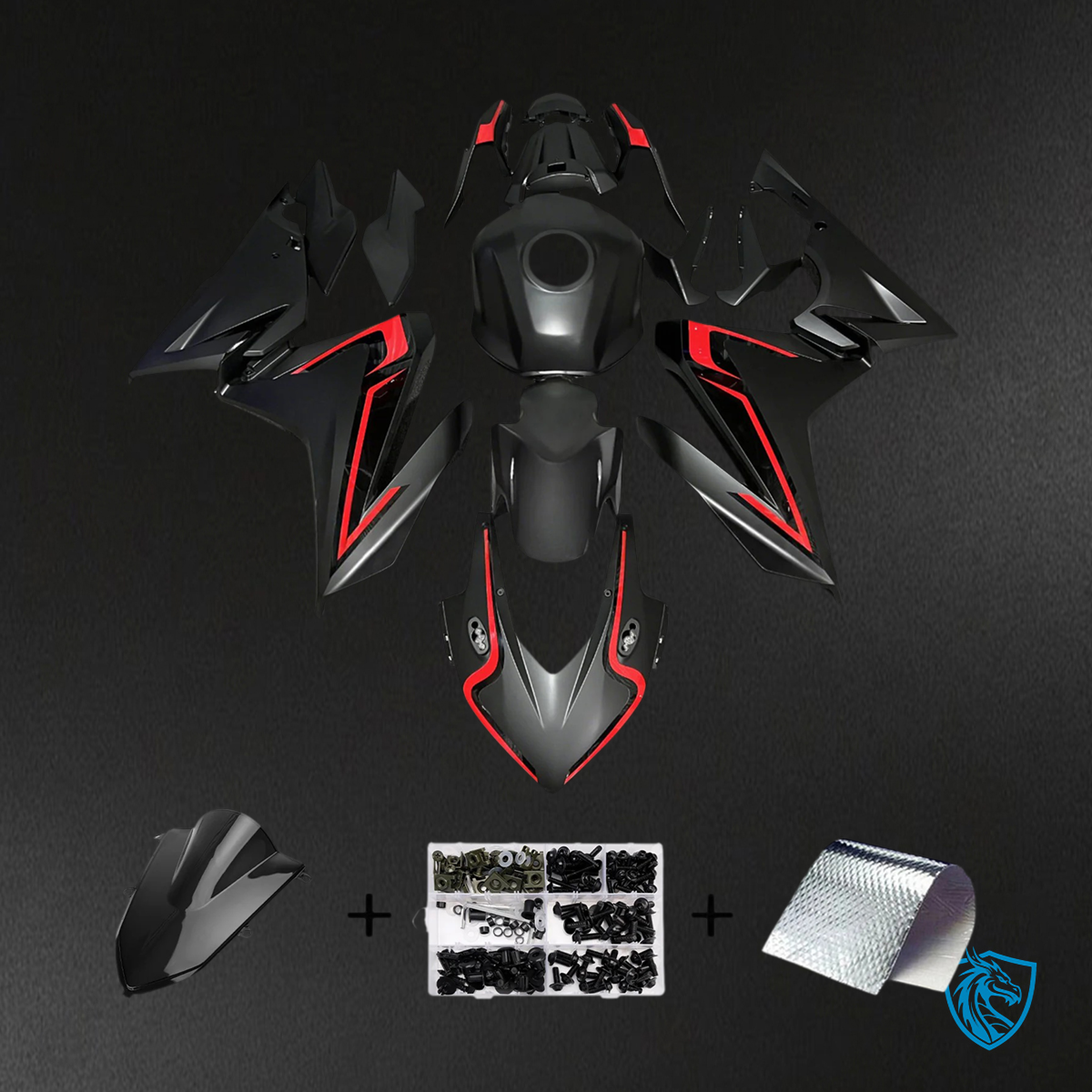 Honda CBR500R (2019-2021) Black & Red - Fairing Kit