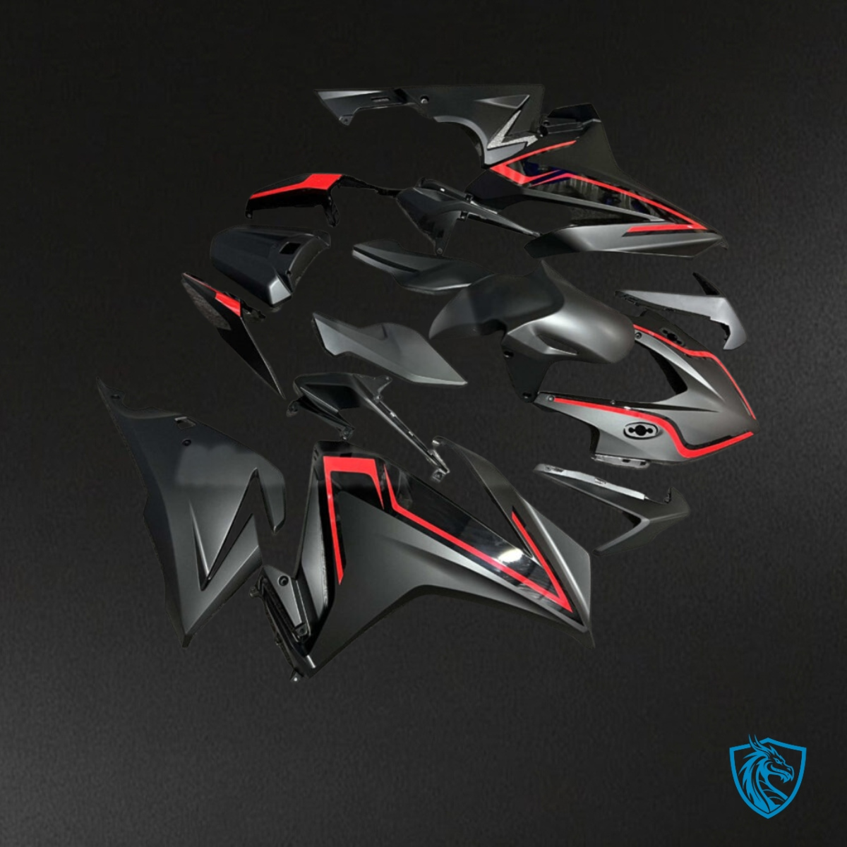 Honda CBR500R (2019-2021) Matte Black & Red - MERGEment Motorcycle Fairings Kit