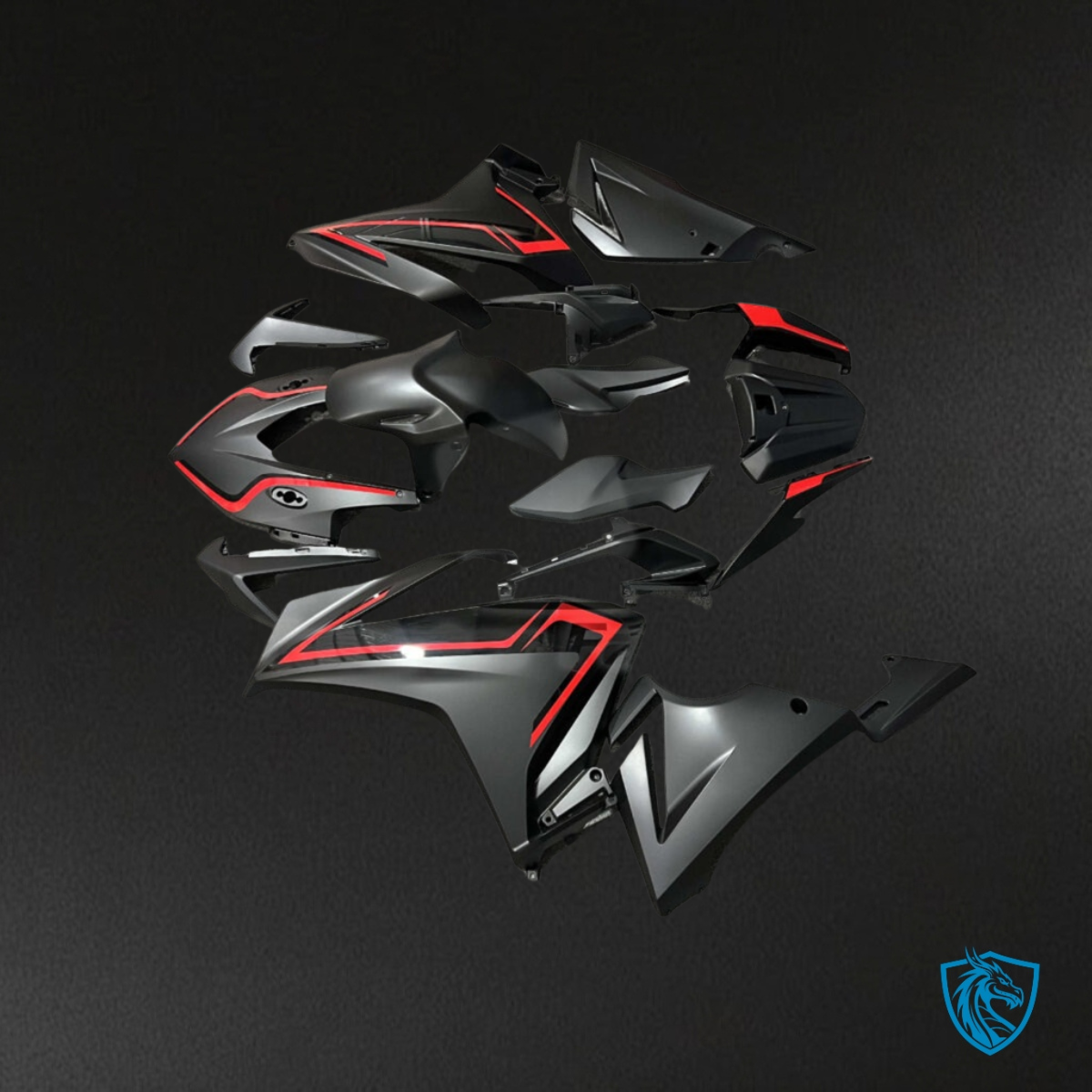 Honda CBR500R (2019-2021) Matte Black & Red - MERGEment Motorcycle Fairings Kit
