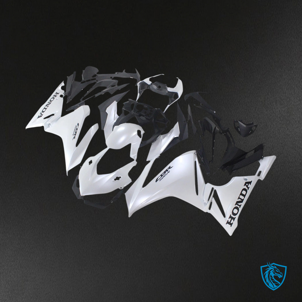 Honda CBR500R (2019-2021) White with Black Logo - Fairing Kit