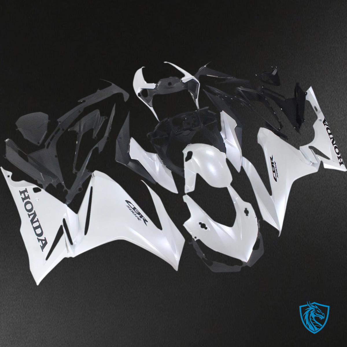 Honda CBR500R (2019-2021) White with Black Logo - Fairing Kit