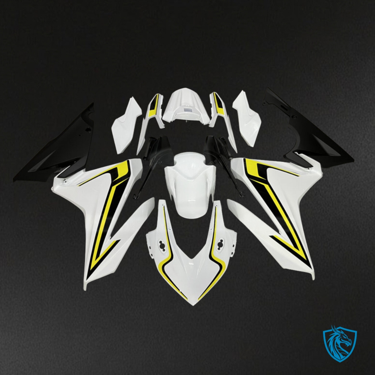 Honda CBR500R (2019-2021) Yellow, White & Black - Custom ABS Fairing Kit