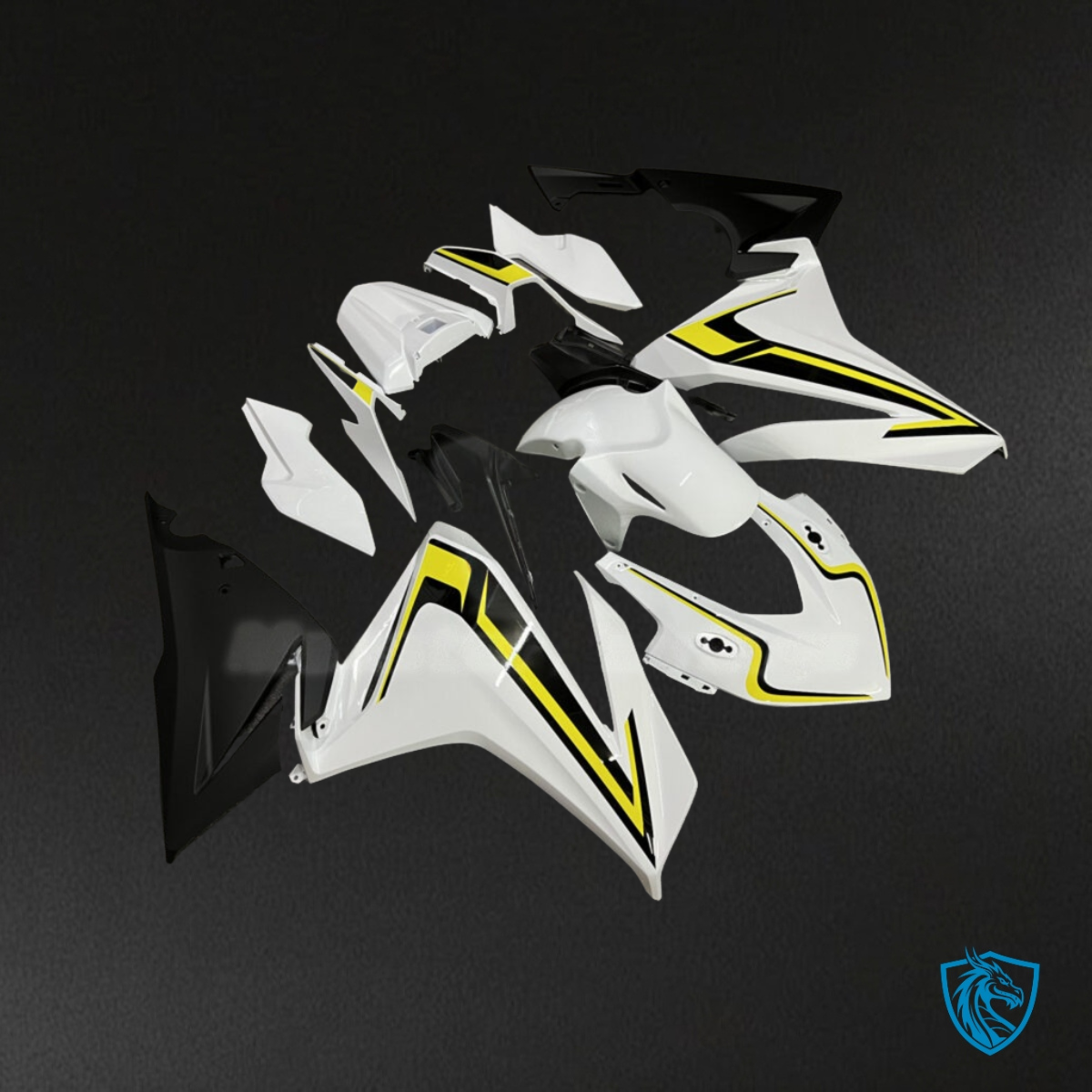 Honda CBR500R (2019-2021) Yellow, White & Black - Custom ABS Fairing Kit