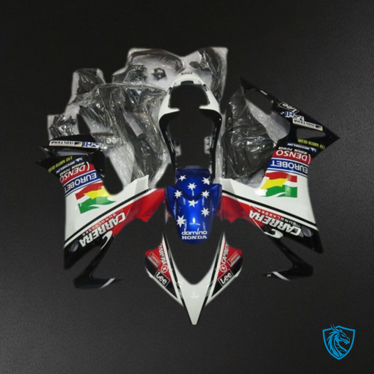 Honda CBR500RR (2013-2015) Black Multicolour Carrera Motorcycle Fairings Kit - Aftermarket ABS Bodywork