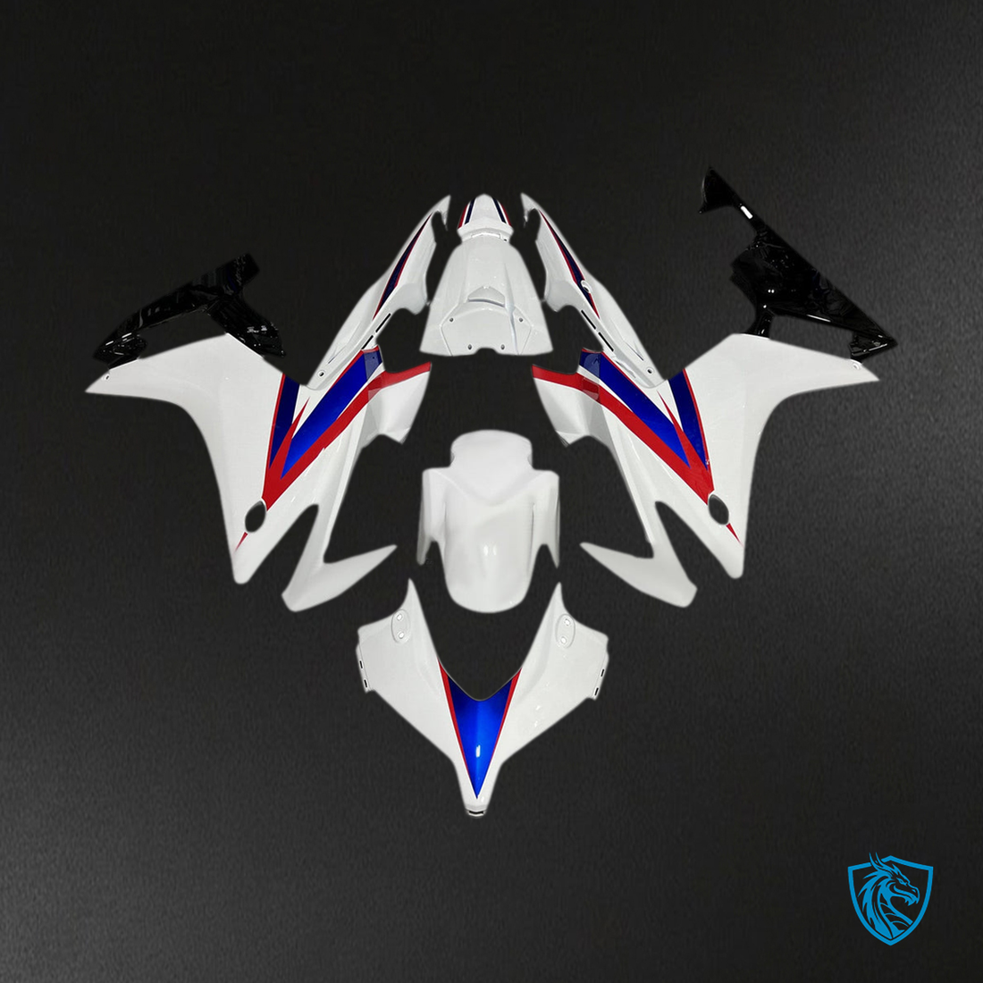 Honda CBR500R (2013-2015) Fairing Kit - Gloss White with Red & Blue - ABS Bodywork