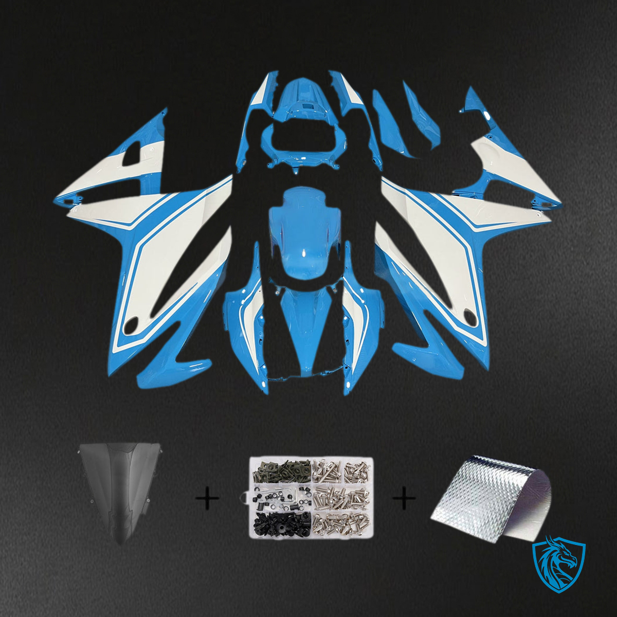 Honda CBR500R (2016-2018) Fairing Kit - Gloss Light Blue & White - ABS Bodywork