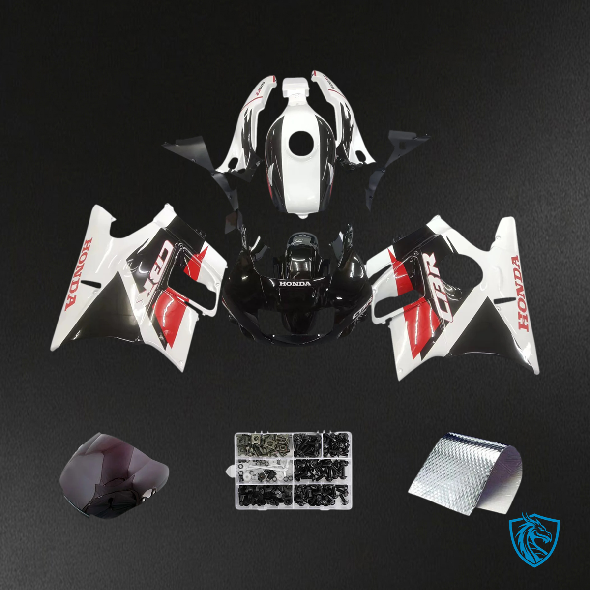 Honda CBR600 F2 (1991-1994) White & Black - Fairing Kit