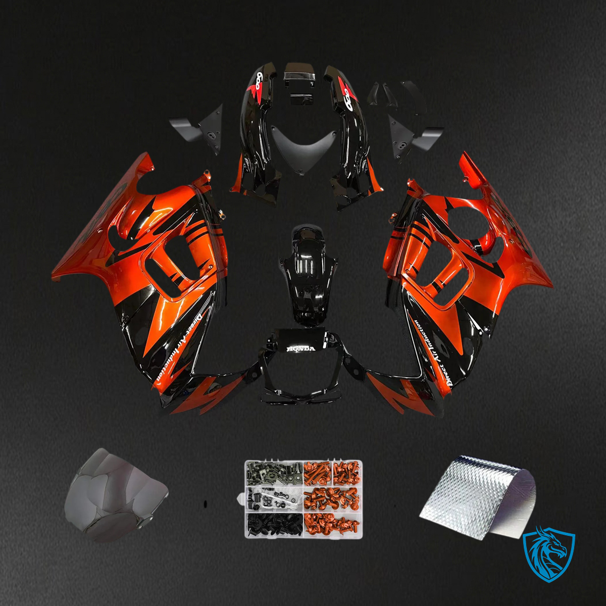 Honda CBR600 F3 (1995-1996) Black & Dark Orange - Fairing Kit