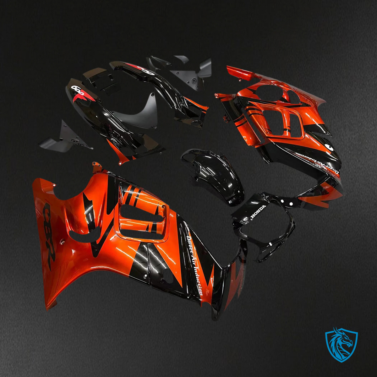 Honda CBR600 F3 (1995-1996) Black & Dark Orange - Fairing Kit
