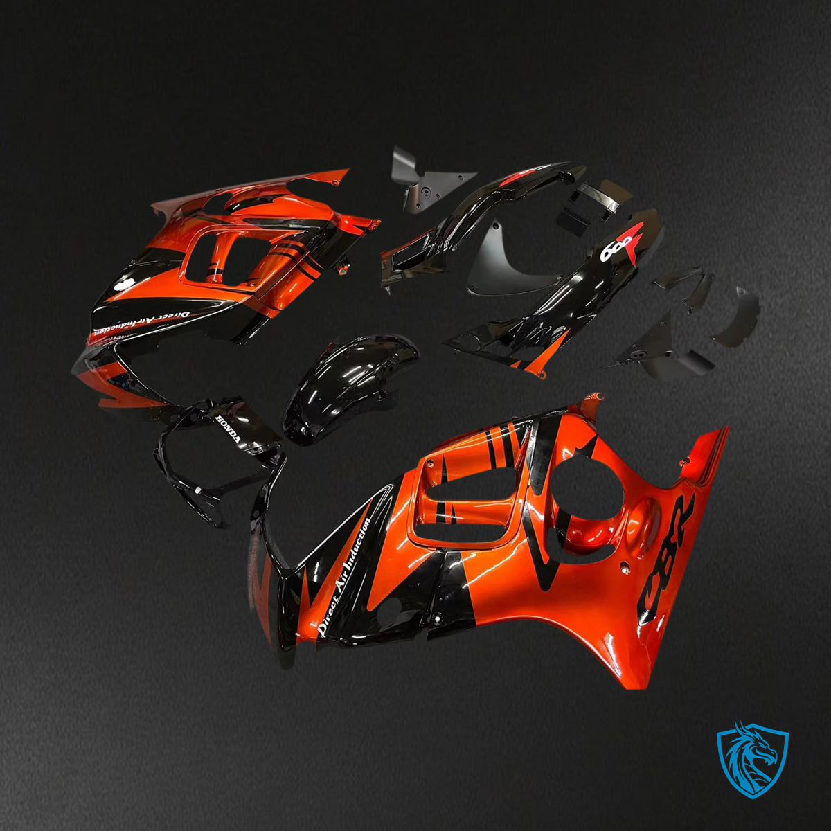 Honda CBR600 F3 (1995-1996) Black & Dark Orange - Fairing Kit