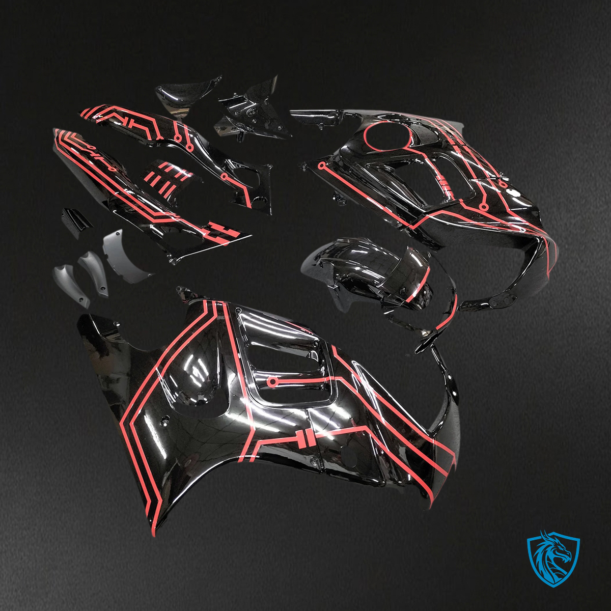 Honda CBR600 F3 (1997-1998) Black & Red Style 3 - Fairing Kit