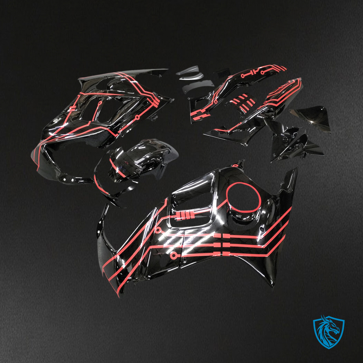 Honda CBR600 F3 (1997-1998) Black & Red Style 3 - Fairing Kit