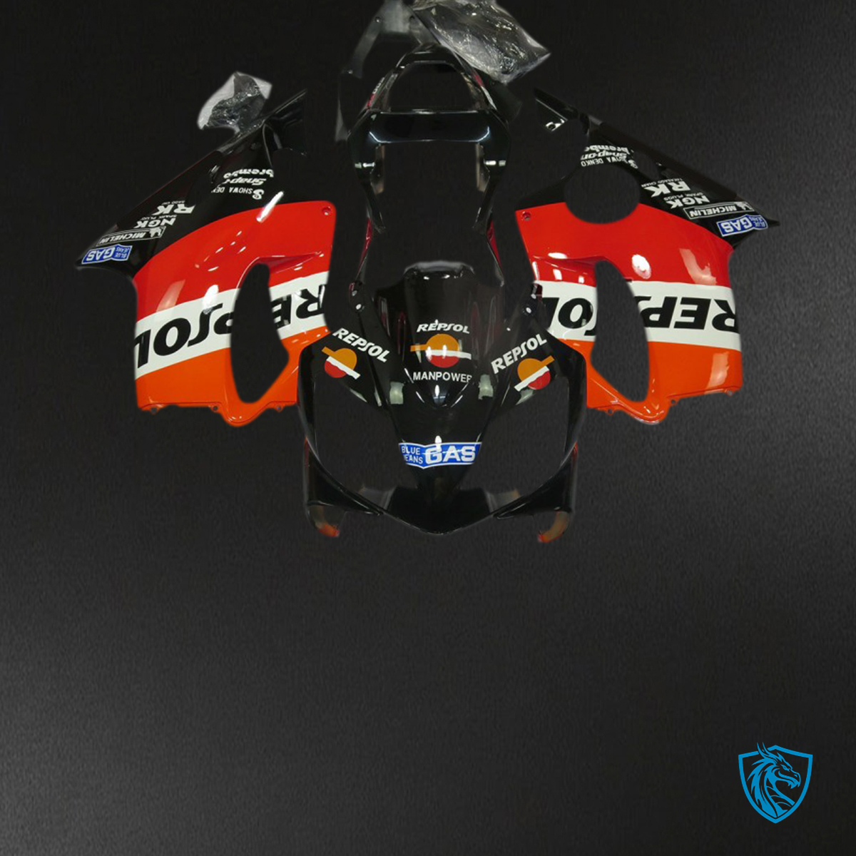 Honda CBR600 F4i (2001-2003) Black Repsol Motorcycle - Custom ABS Fairing Kit