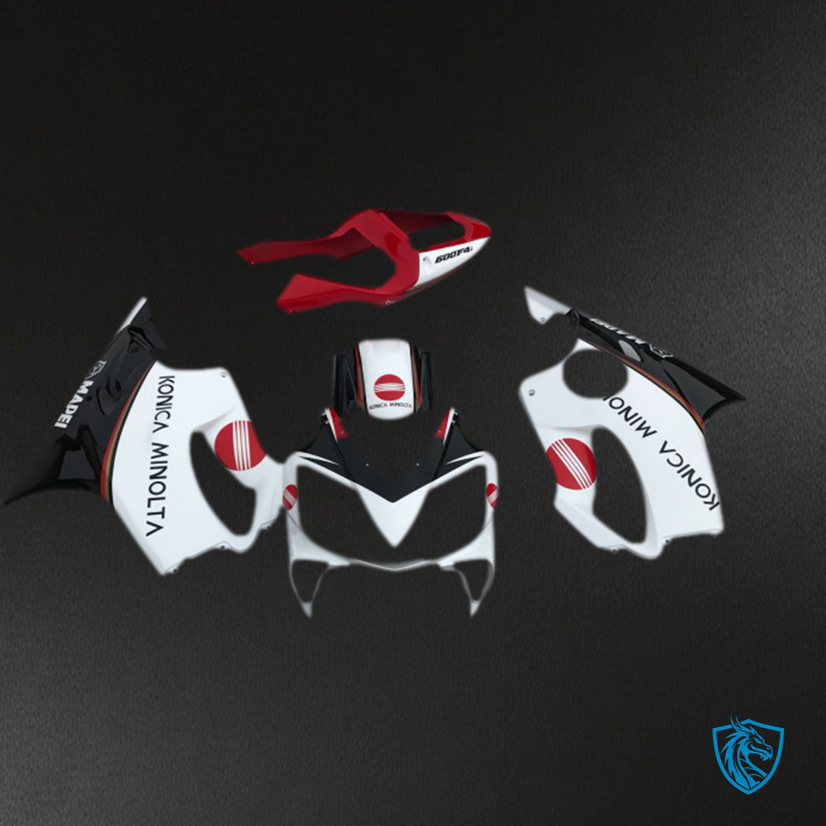 Honda CBR600 F4i (2001-2003) Black & White Konica Design - Custom ABS Fairing Kit