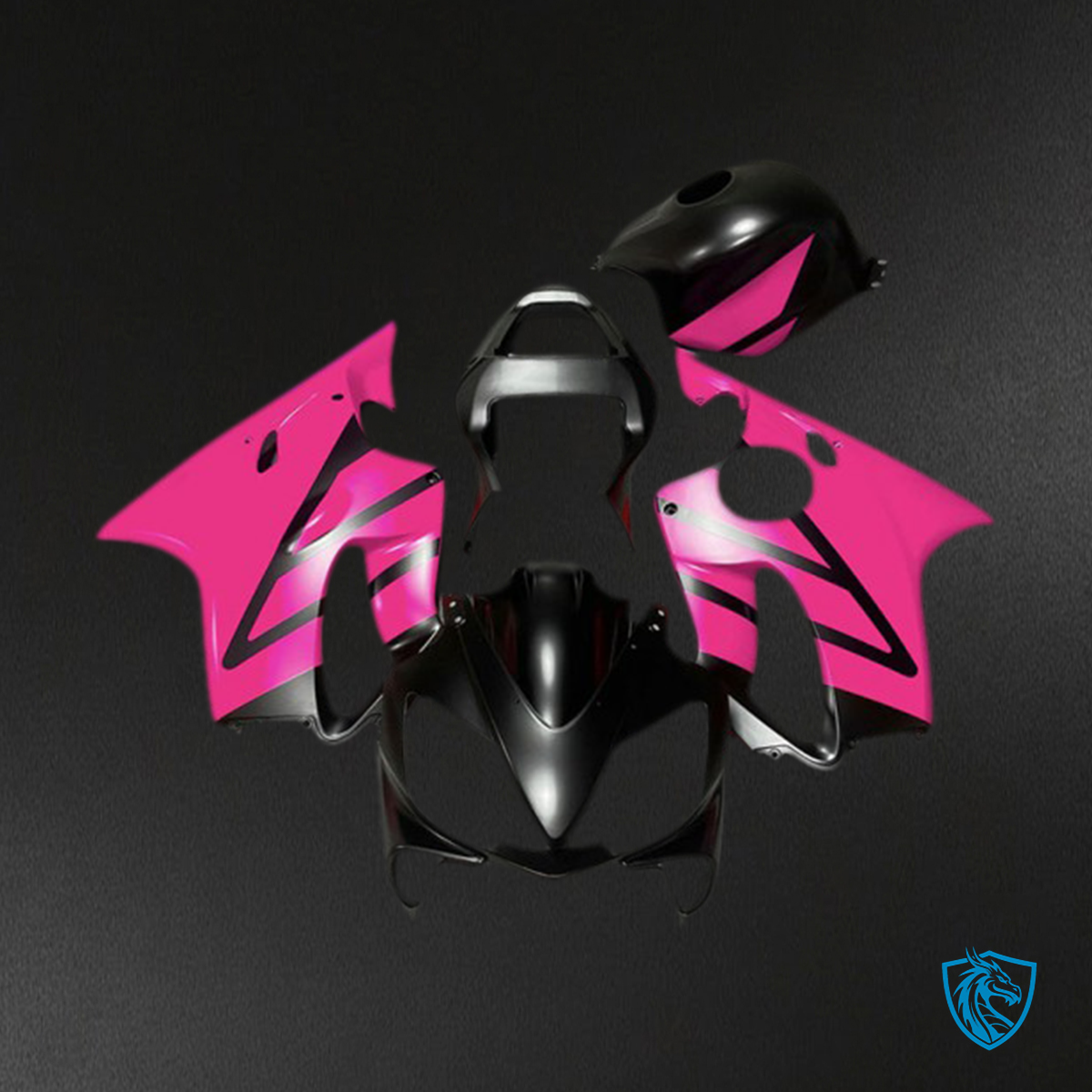 Honda CBR600 F4i (2001-2003) Matte Black & Pink - Custom ABS Fairing Kit