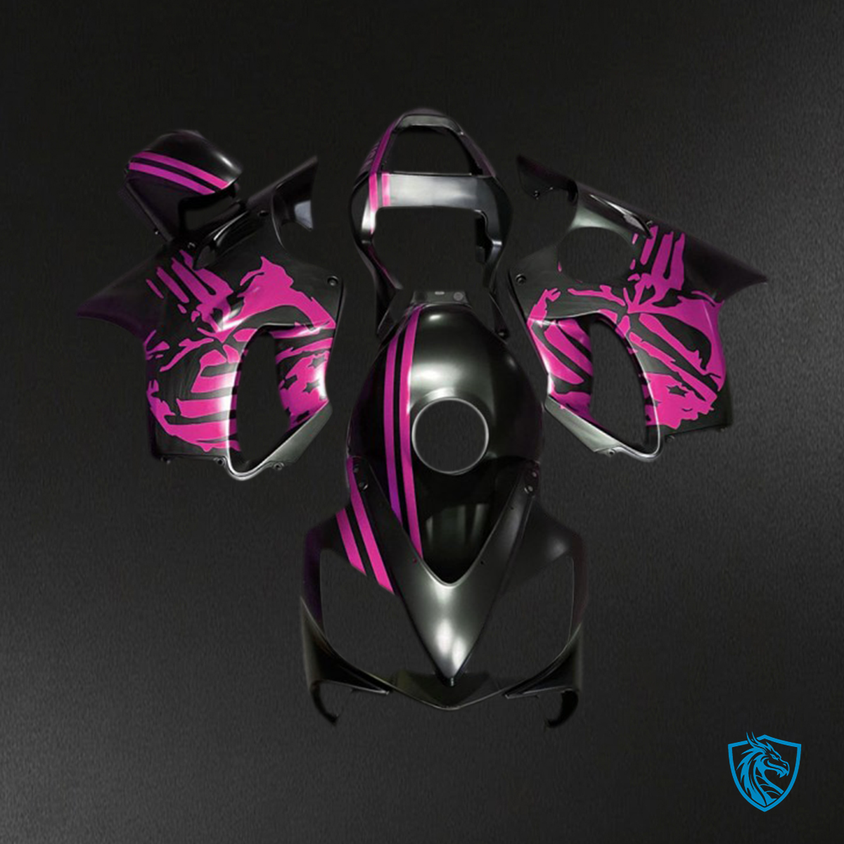 Honda CBR600 F4i (2001-2003) Matte Black & Pink Skull - Custom ABS Fairing Kit