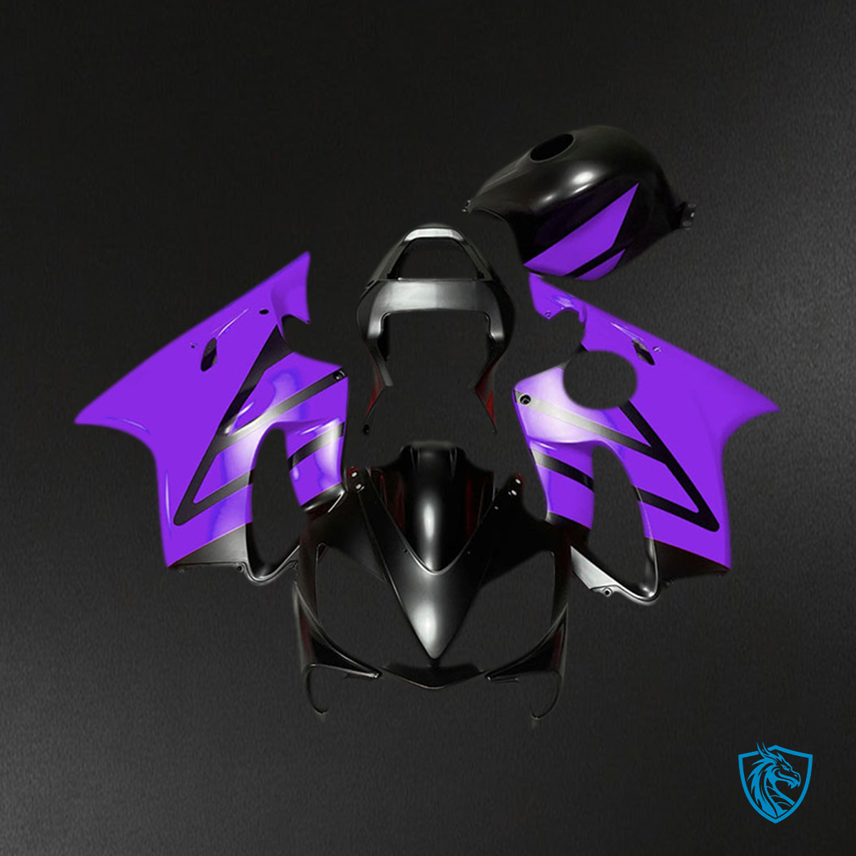 Honda CBR600 F4i (2001-2003) Matte Black & Purple - MERGEment Motorcycle Fairings Kit