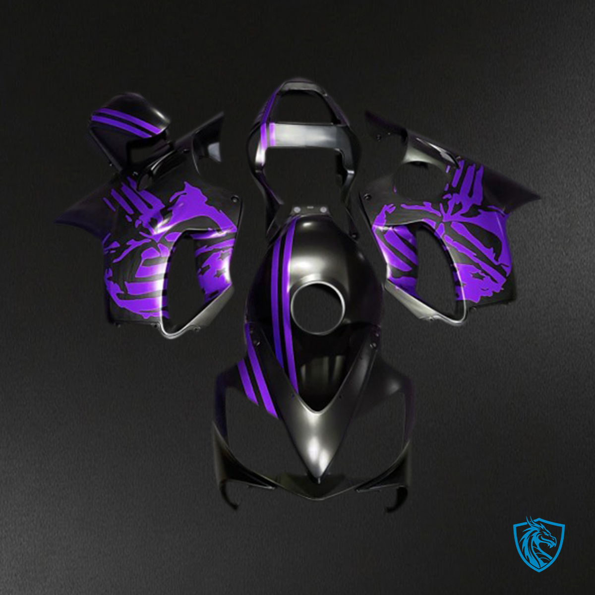 Honda CBR600 F4i (2001-2003) Matte Black & Purple Fairing Kit - Aftermarket ABS Bodywork