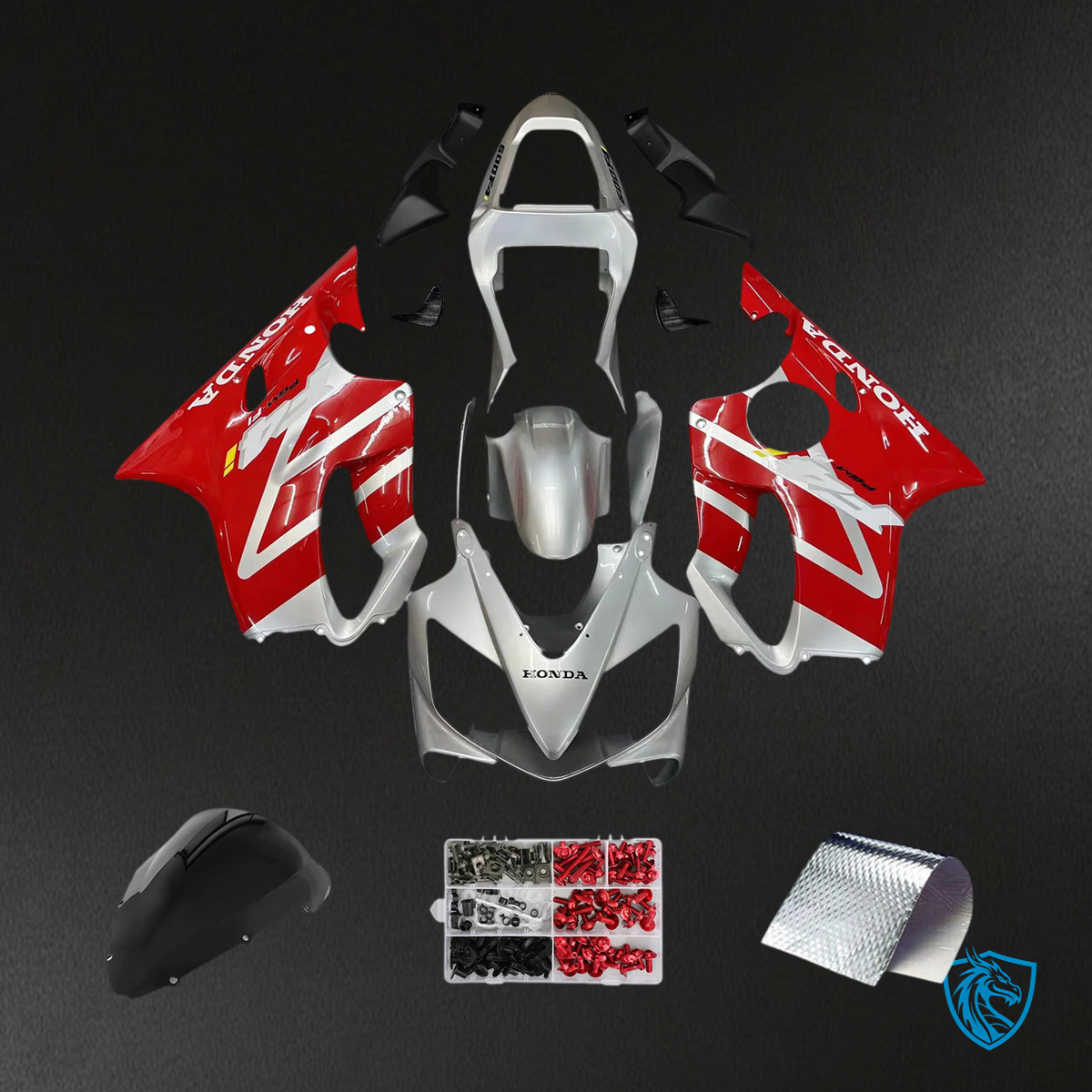 Honda CBR600 F4i (2001-2003) Red & Silver - Fairing Kit