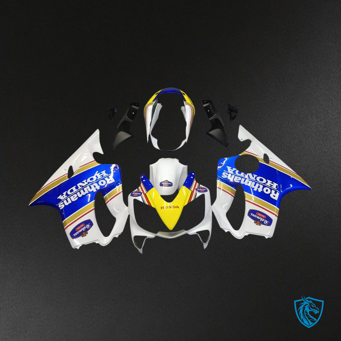 Honda CBR600 F4i (2004-2007) Blue & Yellow with Logo Style 2 - Fairing Kit