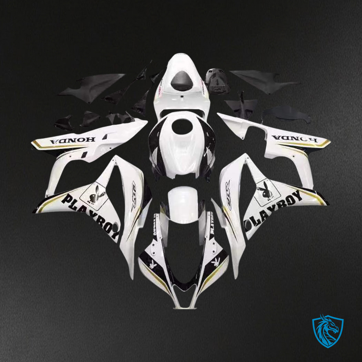 Honda CBR600 (2007-2008) Black & White - Fairing Kit