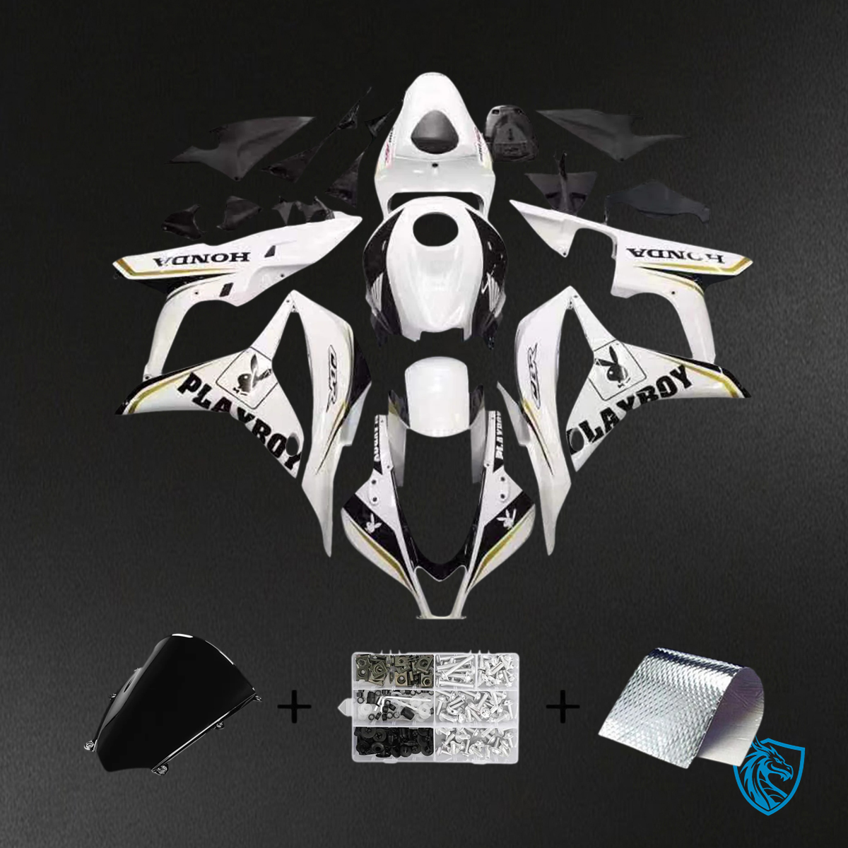 Honda CBR600 (2007-2008) Black & White - Fairing Kit