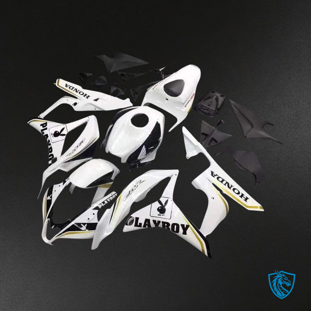 Honda CBR600 (2007-2008) Black & White - Fairing Kit