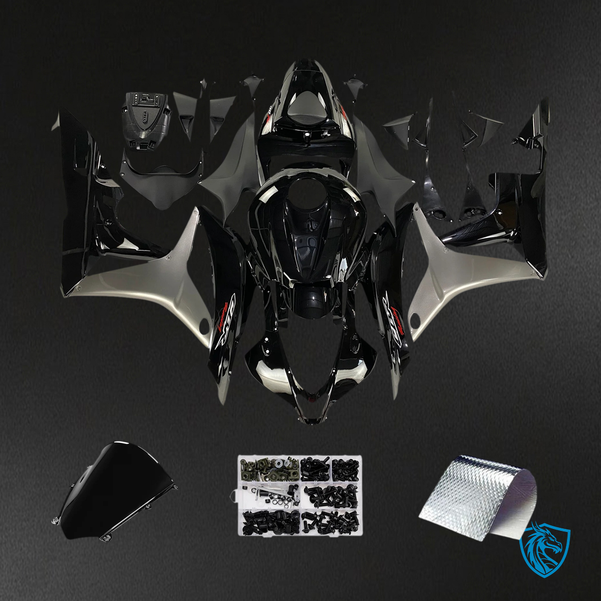 Honda CBR600 (2007-2008) Black & Gray - Fairing Kit