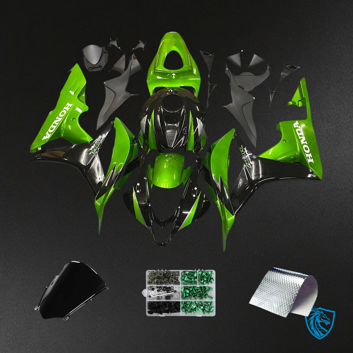 Honda CBR600 (2007-2008) Green & Black - Fairing Kit