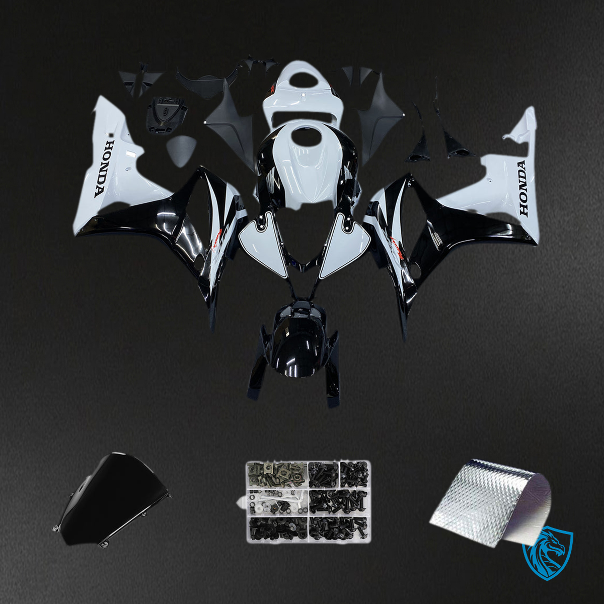 Honda CBR600RR (2007-2008) Black & White Generic Fairings Kit | ABS Bodywork